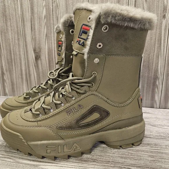 Fila Shoes Fila Disruptor Shearling Boot Womens Size 85 Green